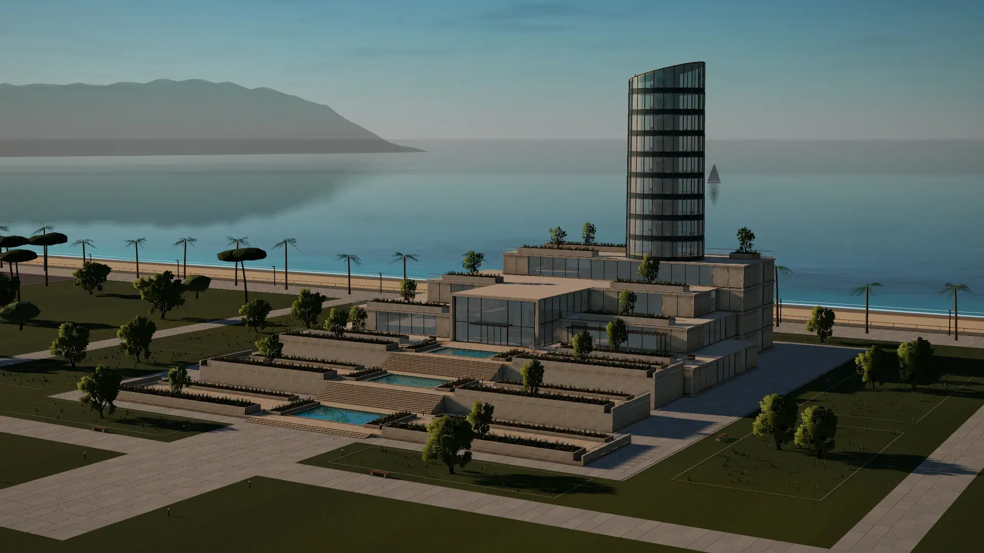 Edificio de ejemplo junto al mar